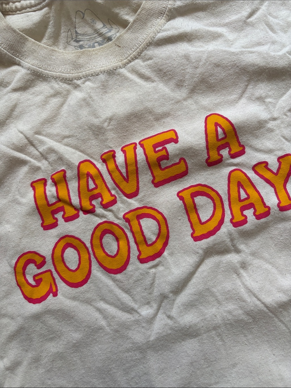 Have A Good Day Graphic Tee - White with Yellow & Pink Accents